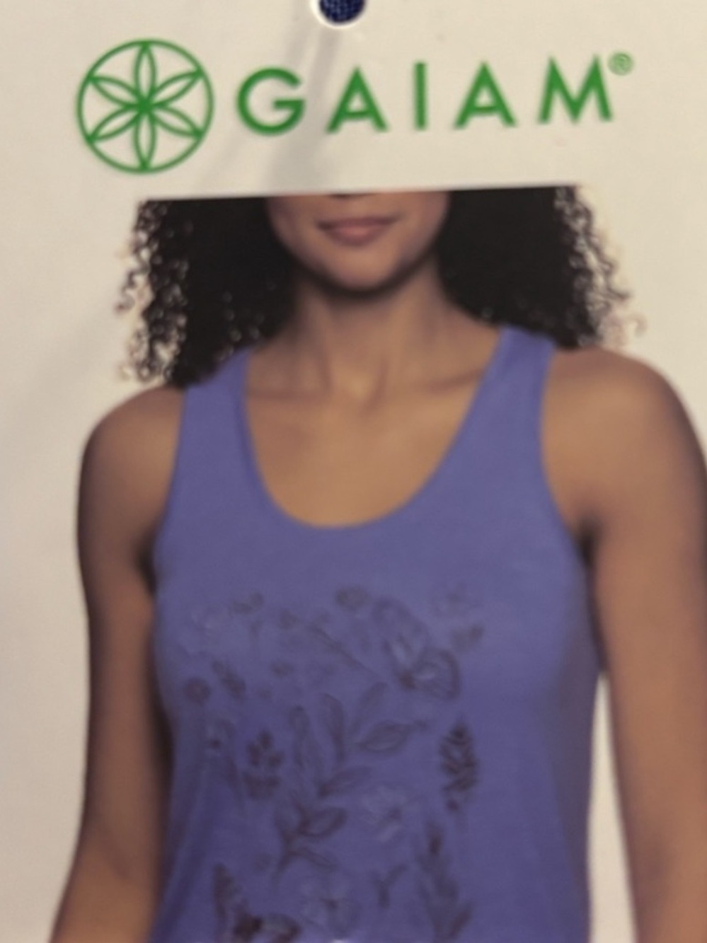 GAIAM graphic tank top - with detailed Back - NWT - Blue
